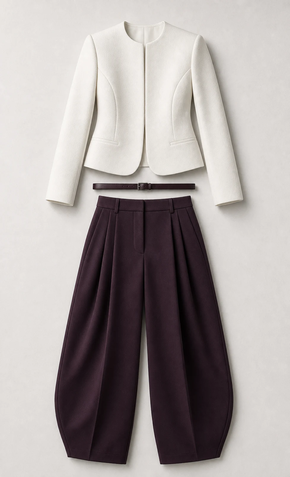 Black blazer and trousers clothing reference