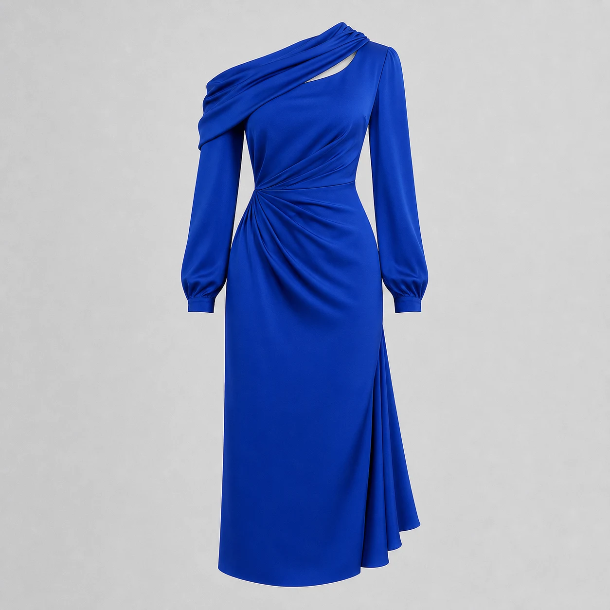 Cobalt draped midi dress