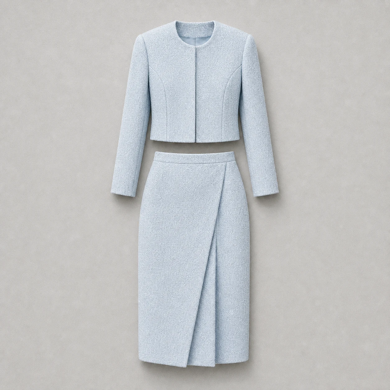 Ice-blue skirt suit