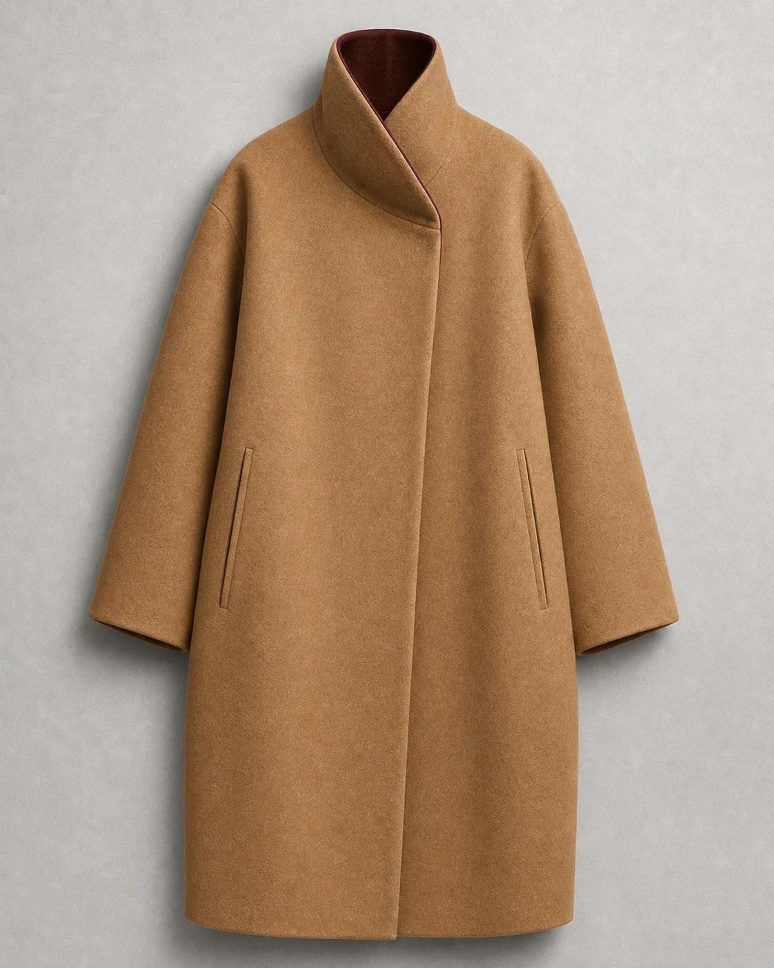 Camel winter coat clothing reference