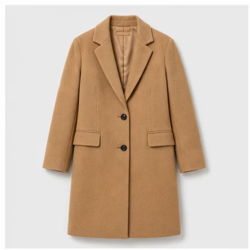 Camel winter coat clothing reference