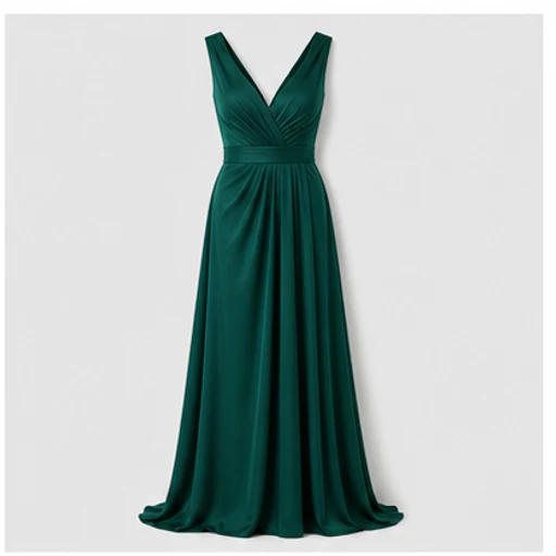 Formal green evening gown for virtual try-on